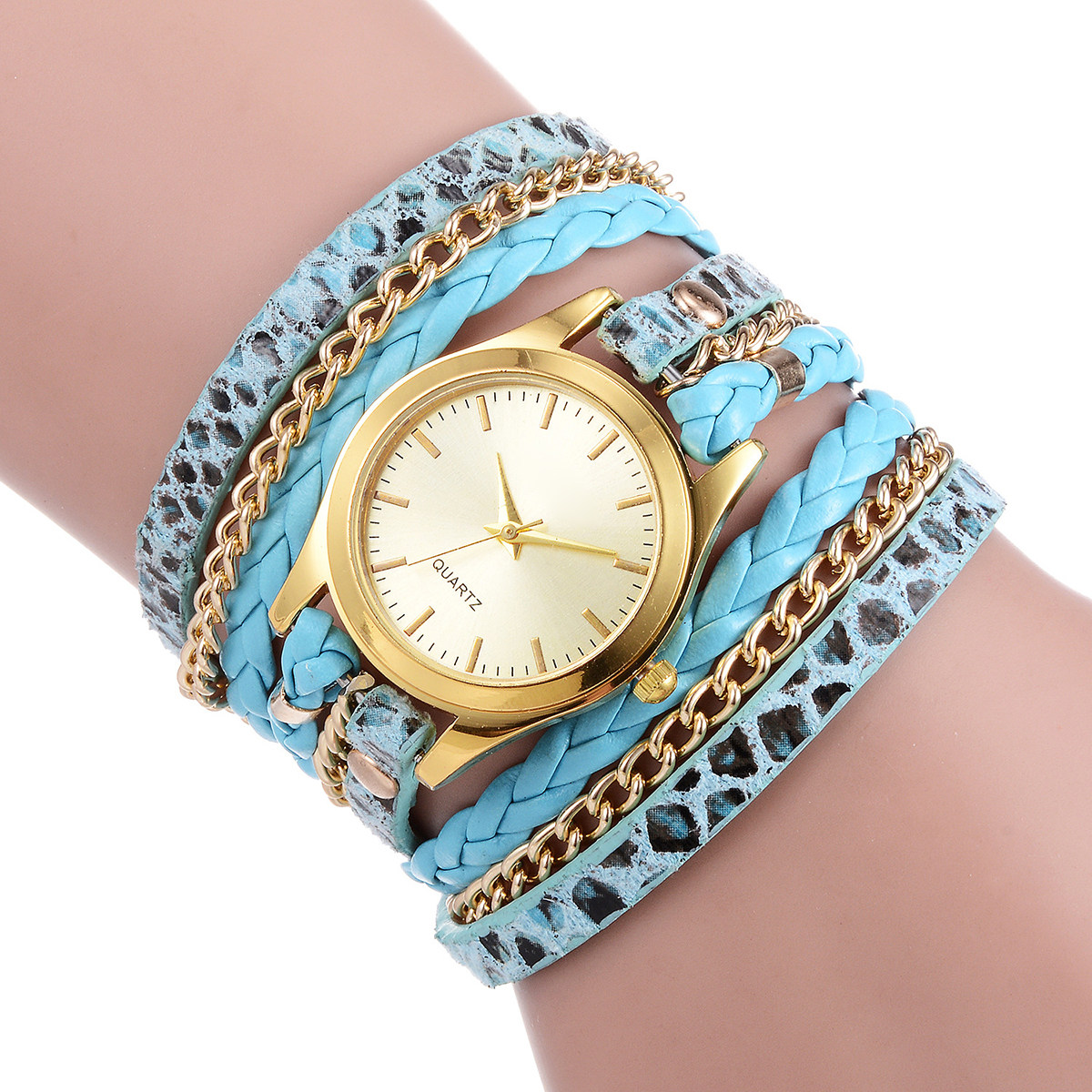 Luxury Watch White - Dameshorloge met luipaardprint, quartz uurwerk, goudkleurige