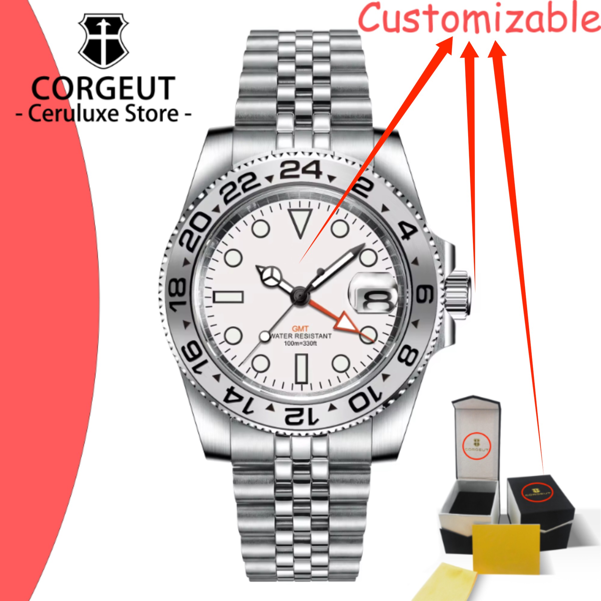 Luxury Watch Brands Logo - AANGEPASTE Logo 40mm 515 GMT Quartz