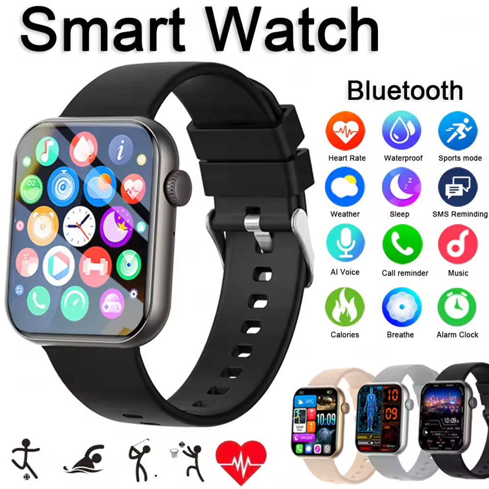 Luxury Watch On Rubber Strap - Luxe Smartwatch Gezondheidsmonitor AI Spraak Draadloos
