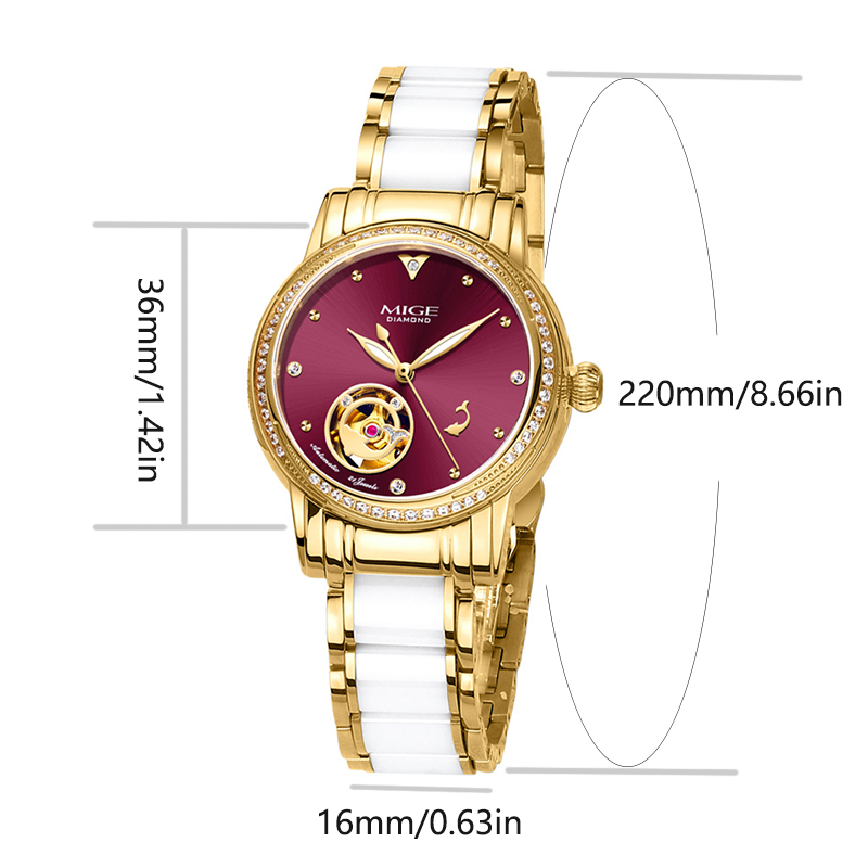 MIGE dames skeleton automatisc - Luxury Watch White recensie en prijs