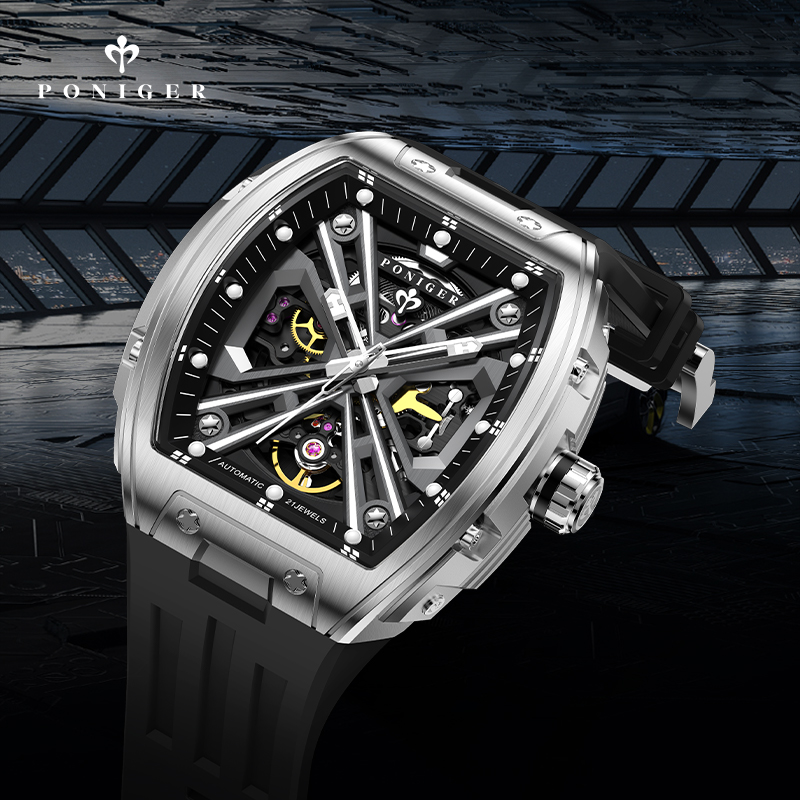 PONIGER Luxe Automatisch Mecha - Luxury Watch On Rubber Strap recensie en prijs